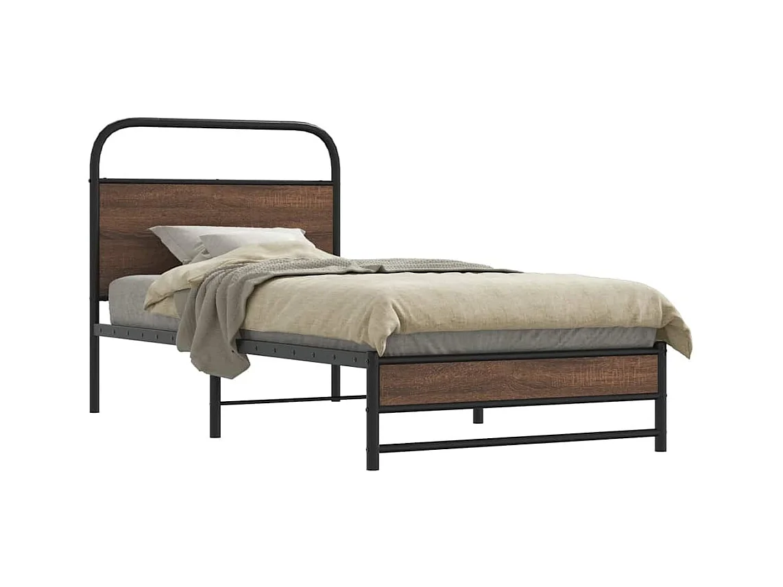 Cadre de lit sans matelas 90x200cm chêne marron bois ingénierie
