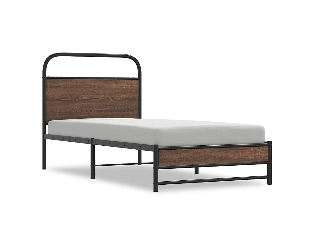 Cadre de lit sans matelas 90x200cm chêne marron bois ingénierie