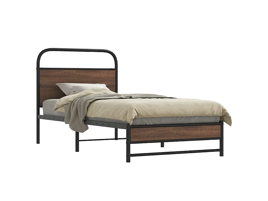 Cadre de lit sans matelas 90x200cm chêne marron bois ingénierie