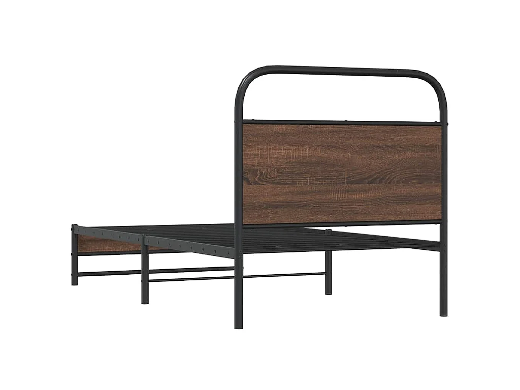 Cadre de lit sans matelas 90x200cm chêne marron bois ingénierie
