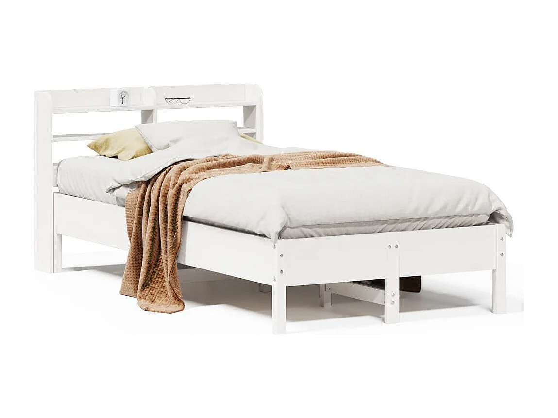 Bedframe zonder matras massief grenenhout wit 90x190 cm