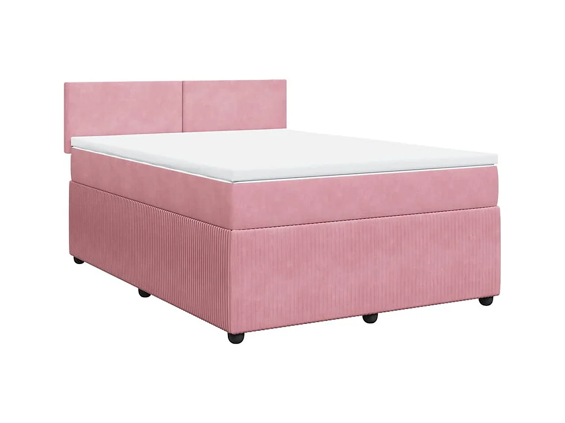 Boxspringbett mit Matratze Rosa 160x200 cm Samt