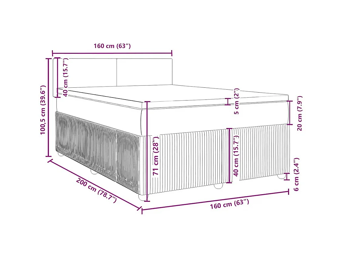 Boxspringbett mit Matratze Rosa 160x200 cm Samt