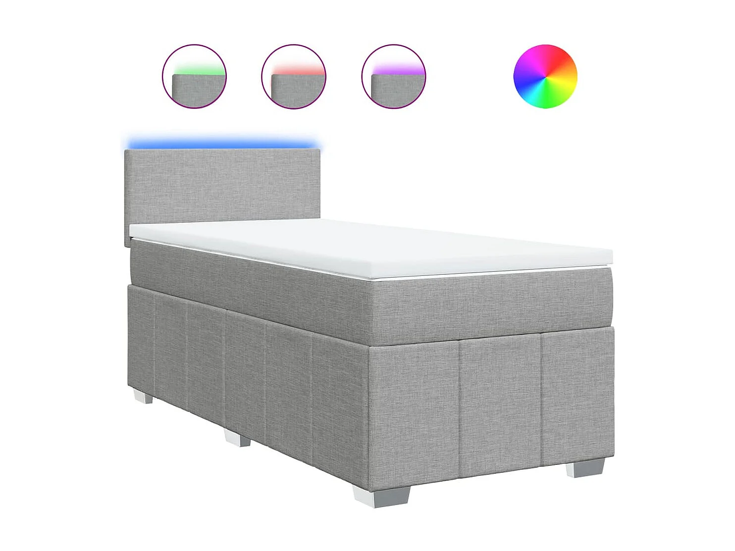 Boxspringbett mit Matratze Hellgrau 90x190 cm Stoff