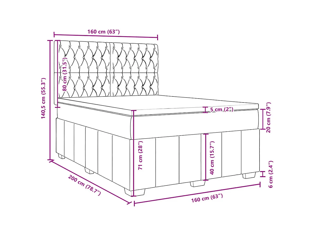 Boxspring met matras stof zwart 160x200 cm