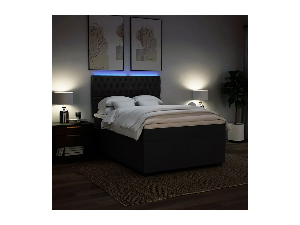 Boxspring met matras stof zwart 160x200 cm