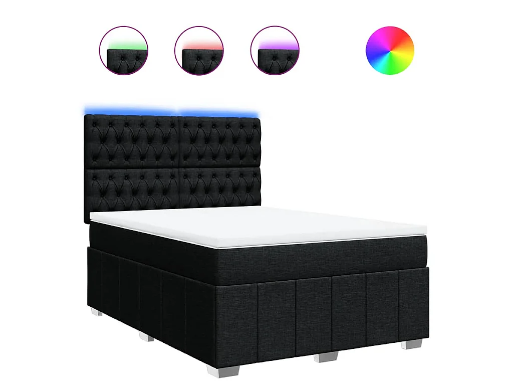 Boxspringbett mit Matratze Schwarz 160x200 cm Stoff