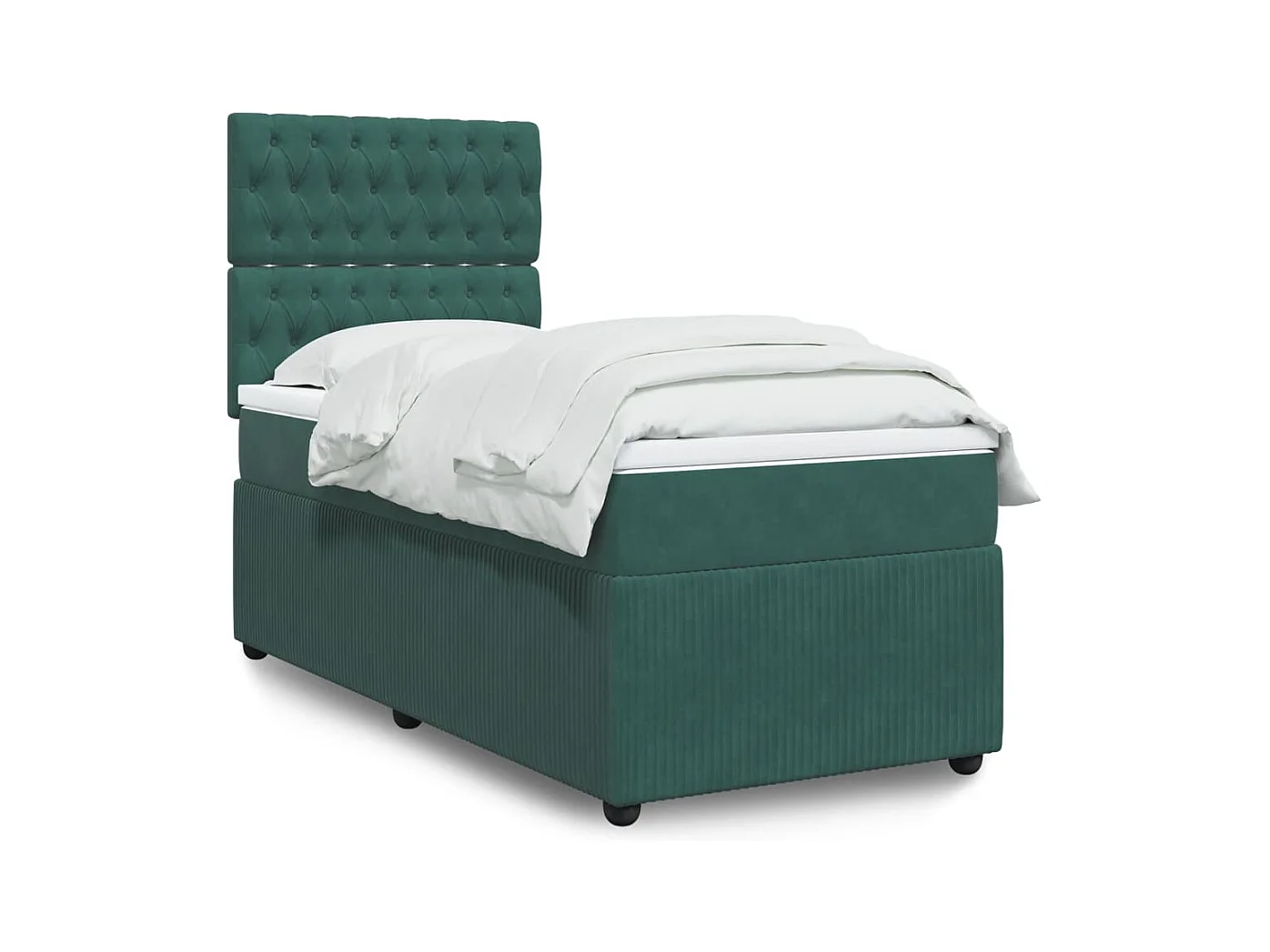 Sommier à lattes de lit avec matelas Vert foncé 100x200 cm