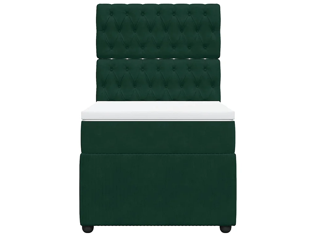Cama box spring con colchón terciopelo verde oscuro 100x200 cm