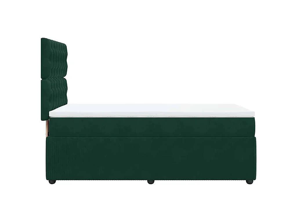 Cama box spring con colchón terciopelo verde oscuro 100x200 cm