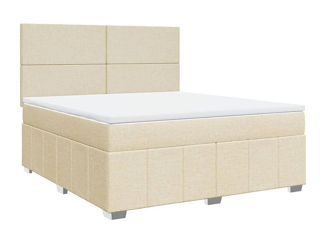 Sommier à lattes de lit avec matelas Crème 180x200 cm Tissu