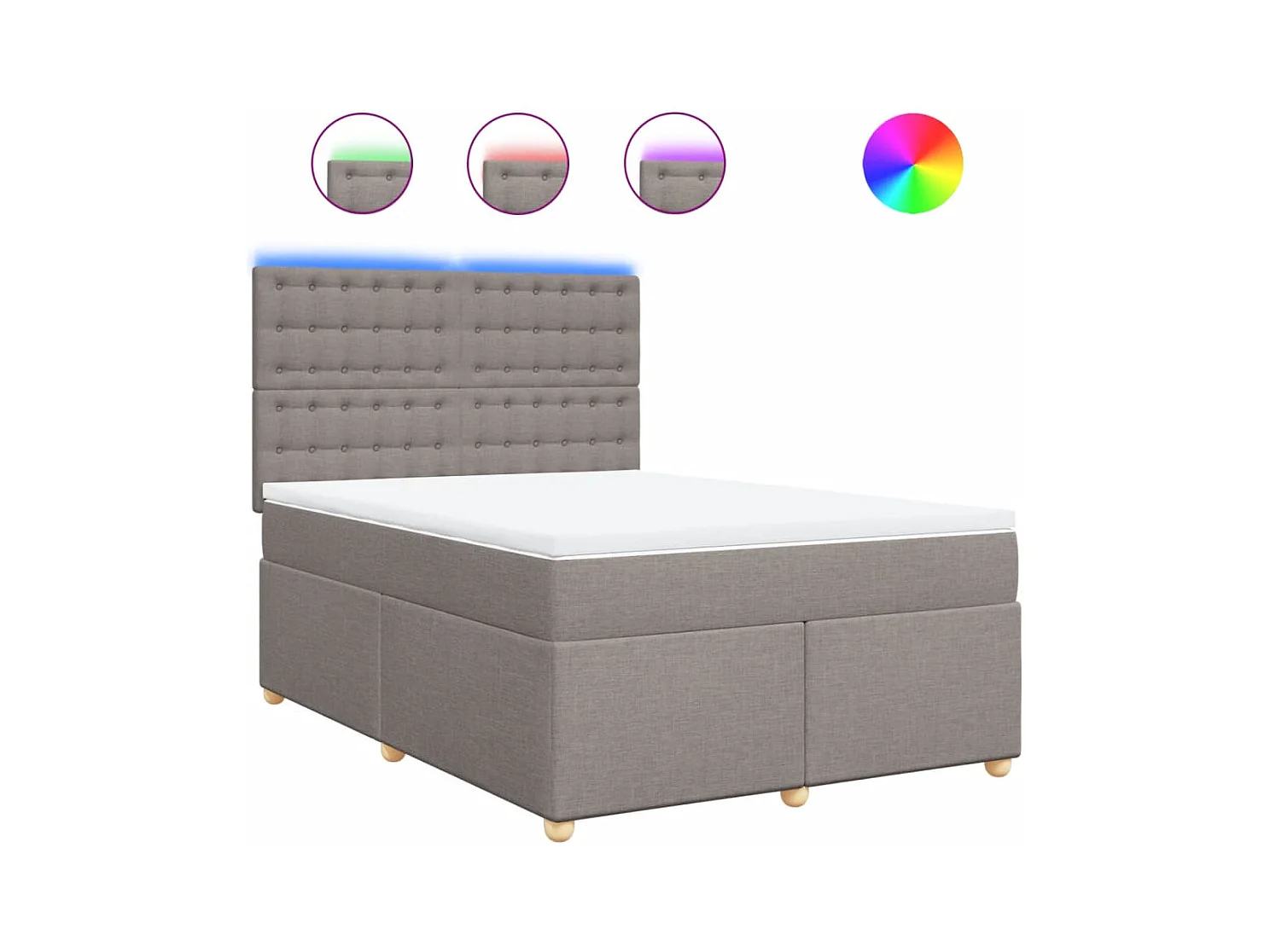 Sommier à lattes de lit avec matelas Taupe 140x190 cm Tissu