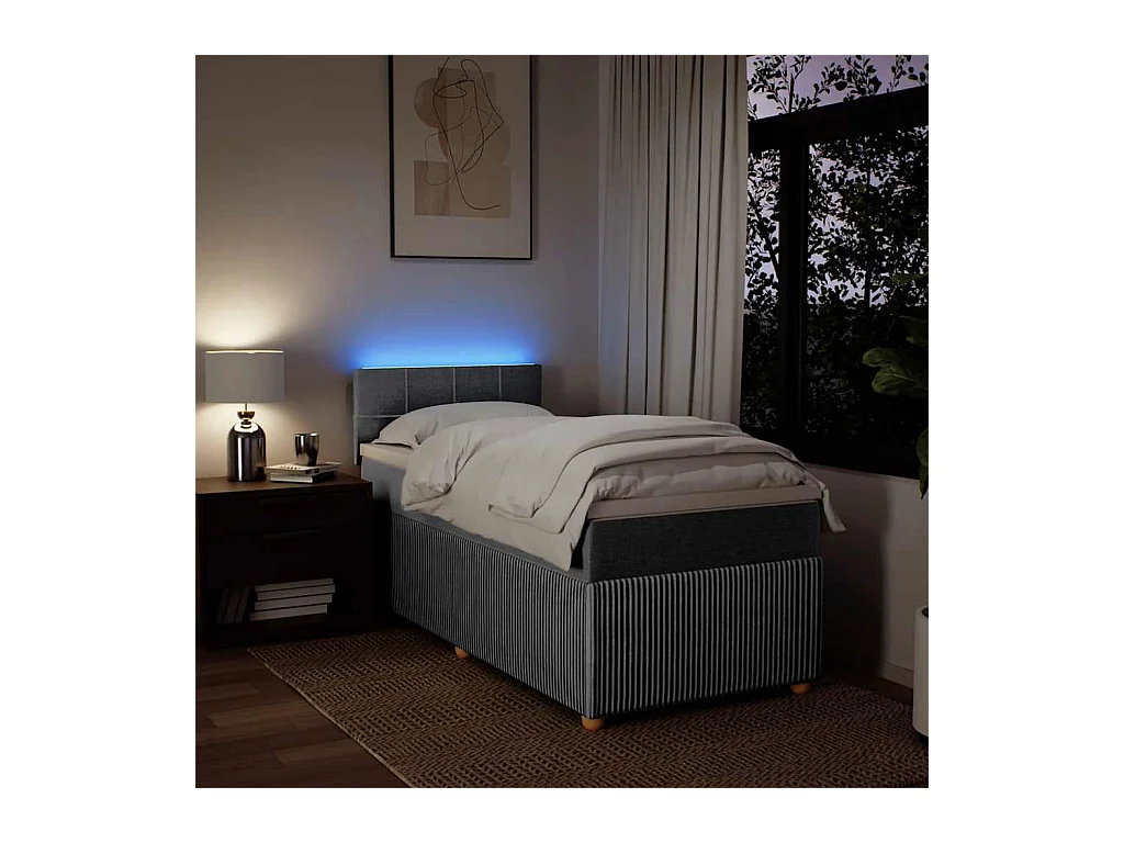 Boxspringbett mit Matratze Hellgrau 100x200 cm Stoff