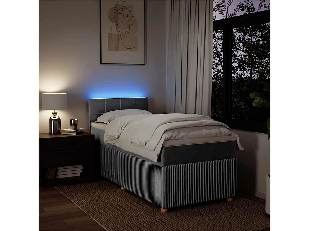 Sommier à lattes de lit avec matelas Gris clair 100x200cm Tissu