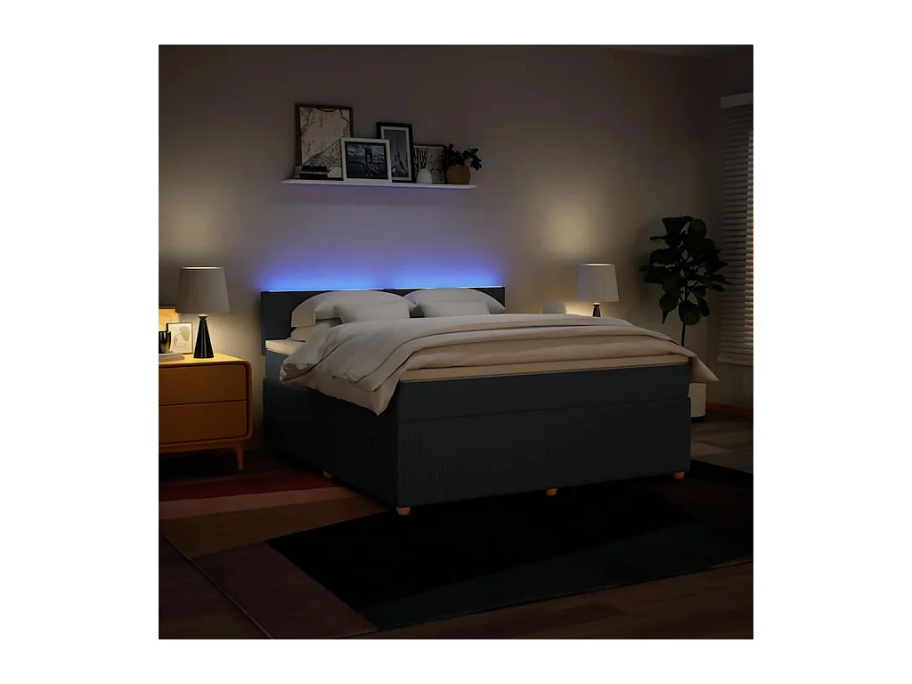 Giroletto a Molle con Materasso Blu 180x200 cm in Tessuto