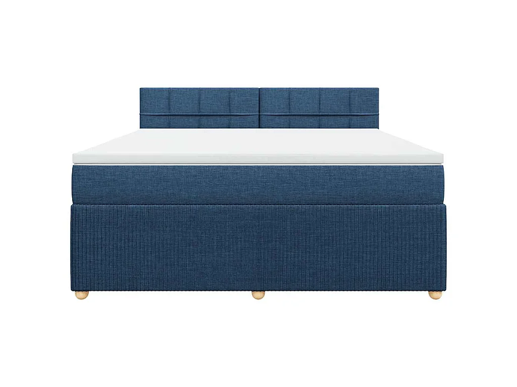 Cama box spring con colchón tela azul 180x200 cm