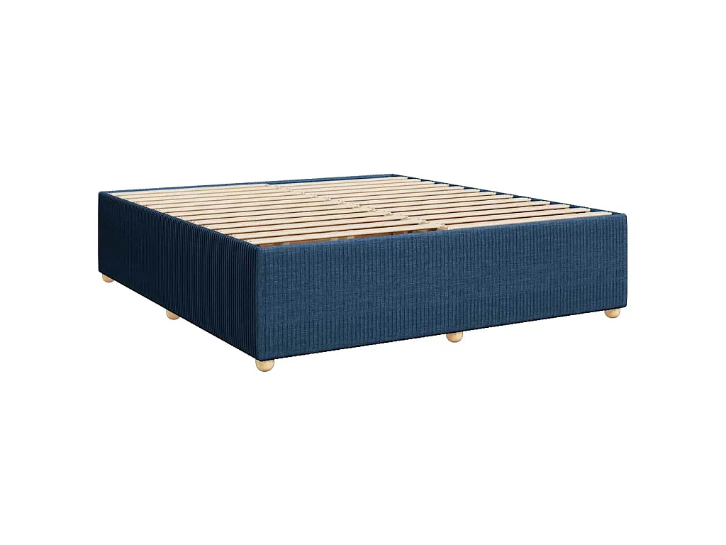 Cama box spring con colchón tela azul 180x200 cm