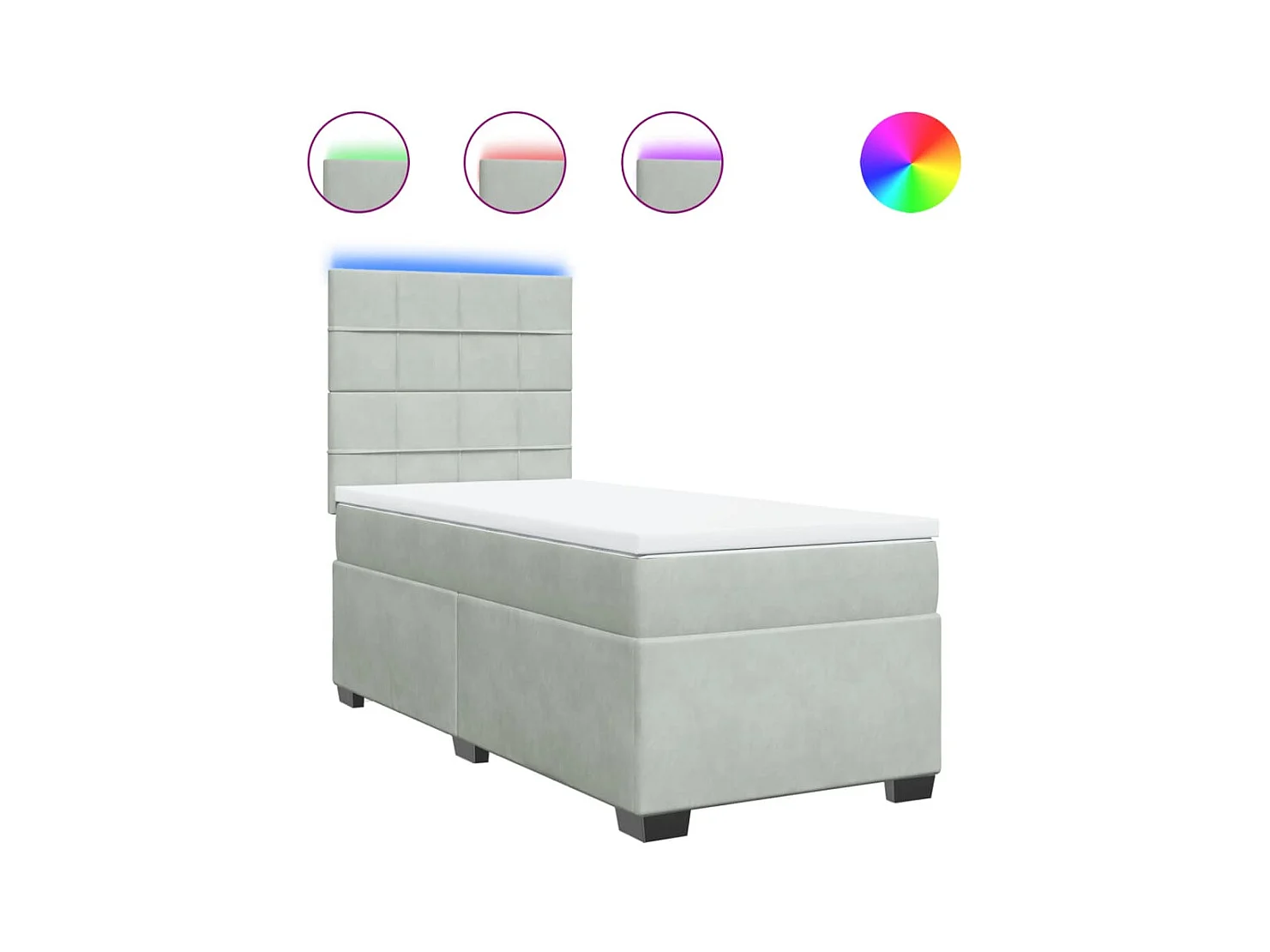 Sommier à lattes de lit et matelas Gris clair 90x200 cm Velours