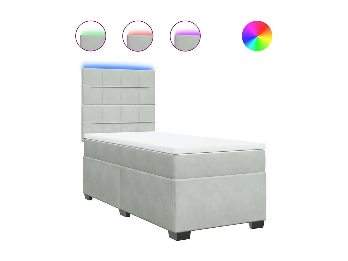 Boxspring met matras fluweel lichtgrijs 90x200 cm