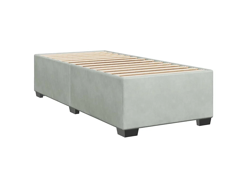 Cama box spring con colchón terciopelo gris claro 90x190 cm