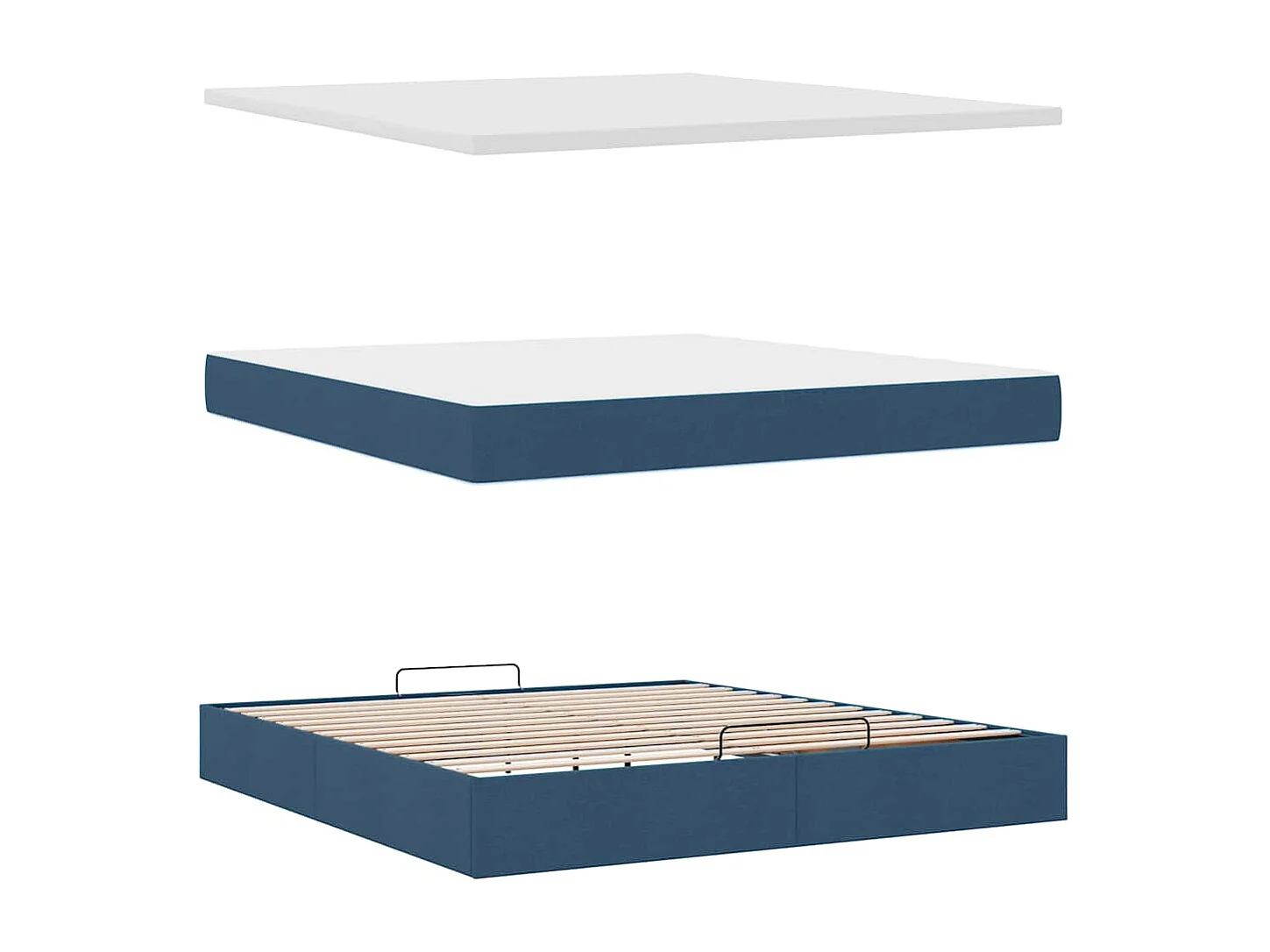 Pouf Letto con Materasso e LED Blu 180x200cm in Tessuto