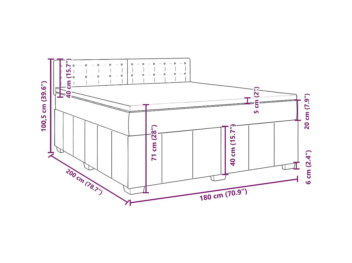 Sommier à lattes de lit avec matelas Gris foncé 180x200cm Tissu