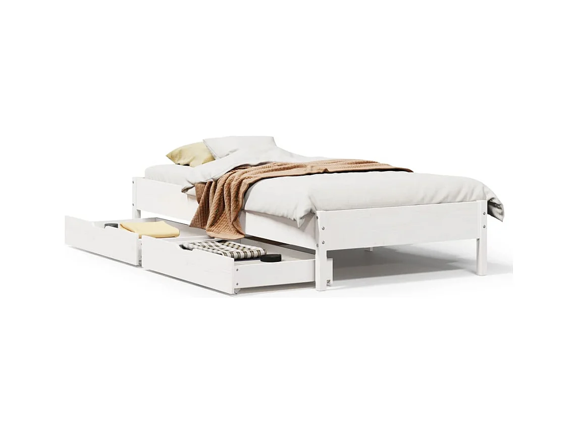 Bedframe zonder matras massief grenenhout wit 140x200 cm