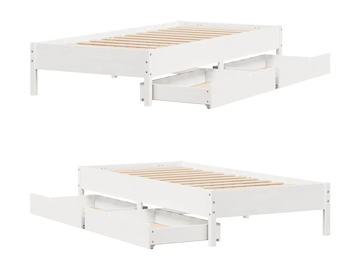 Cadre de lit sans matelas blanc 100x200 cm bois de pin massif