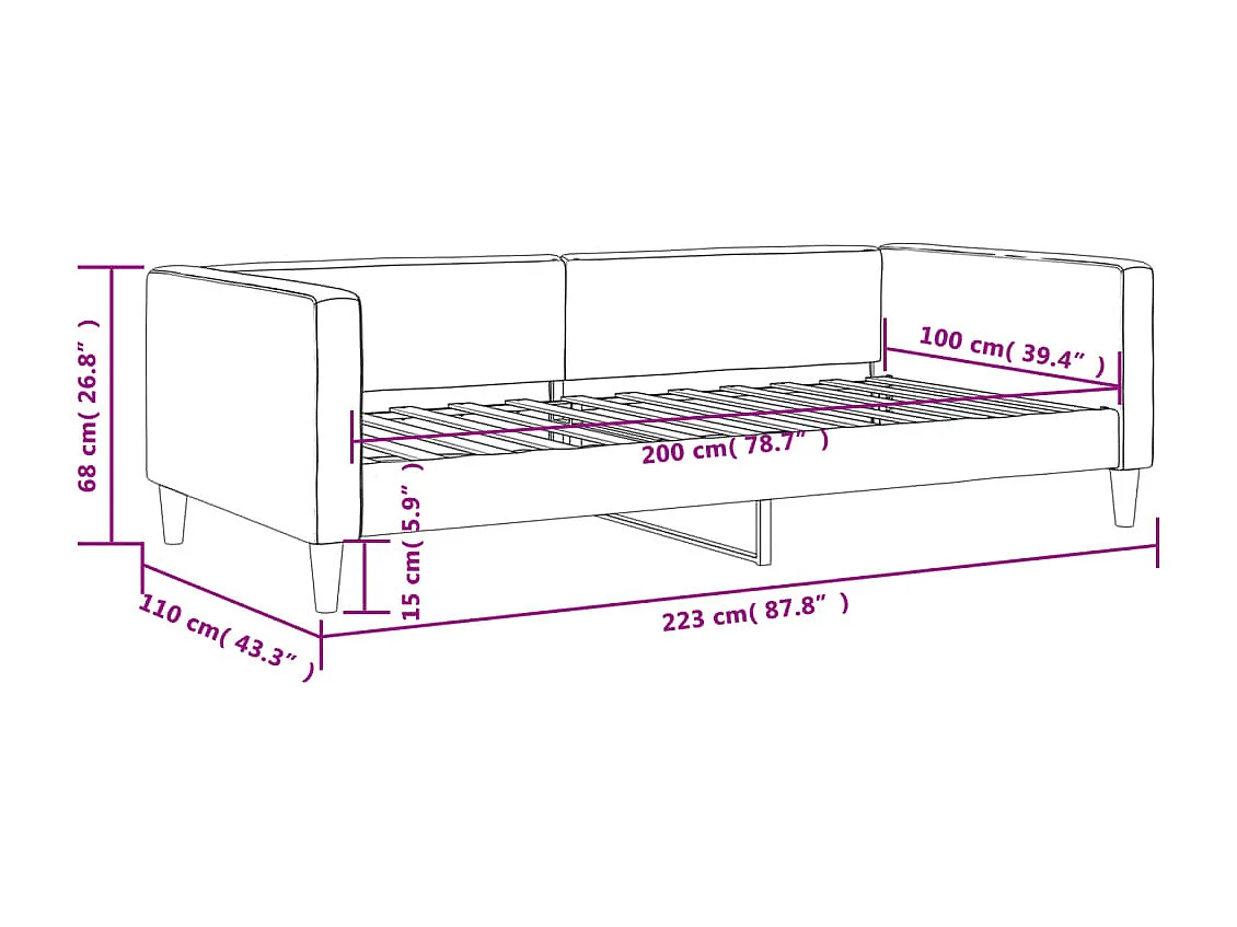 Tagesbett Creme 100x200 cm Stoff
