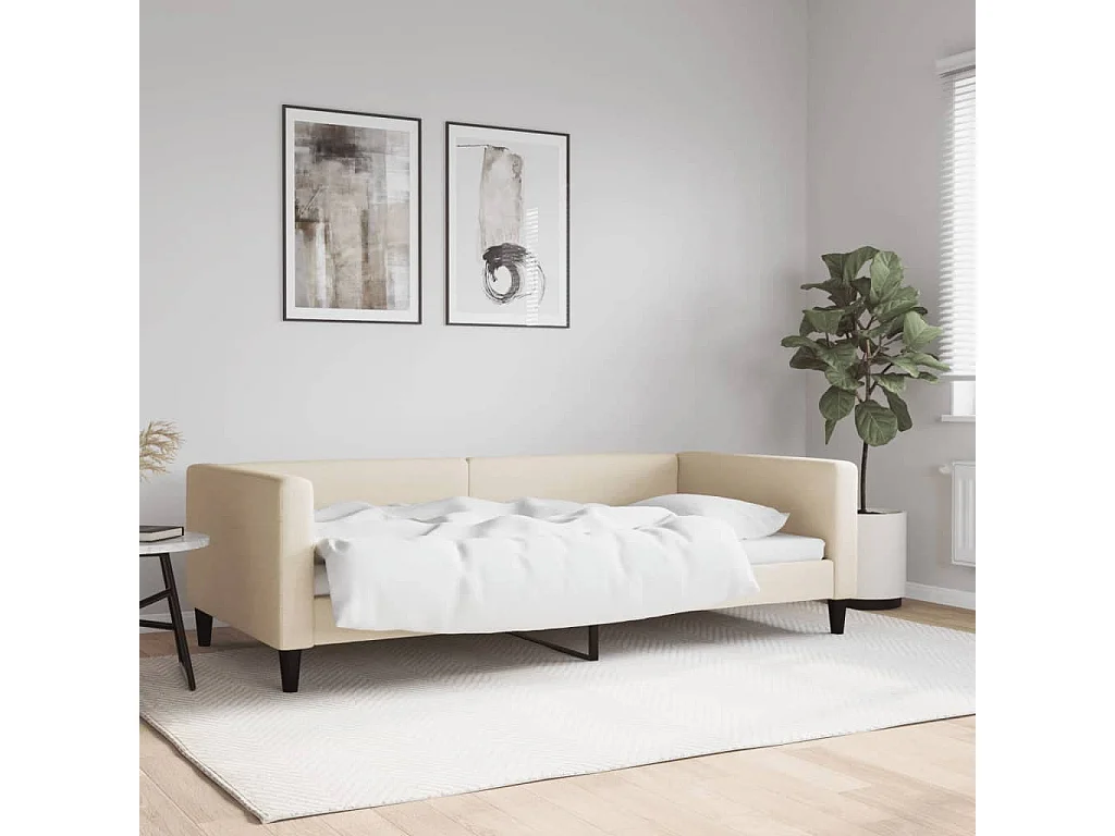 Tagesbett Creme 100x200 cm Stoff