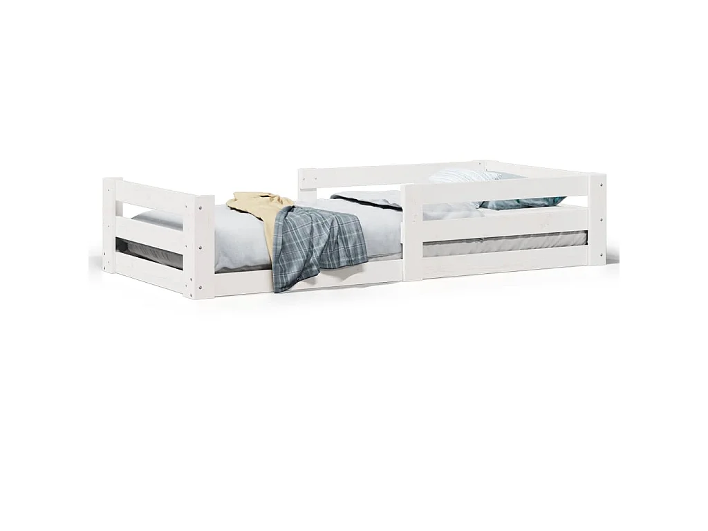 Letto senza Materasso Bianco 90x200 cm Legno Massello di Pino