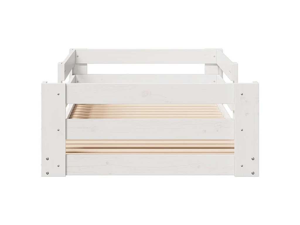 Letto senza Materasso Bianco 90x200 cm Legno Massello di Pino