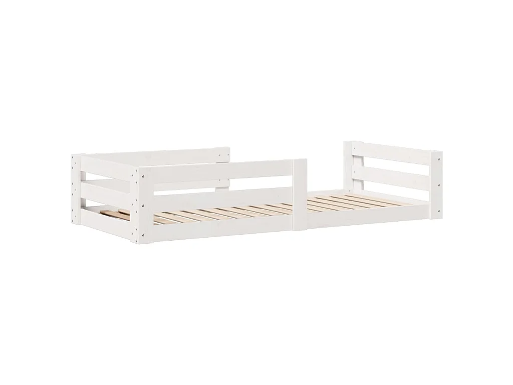 Letto senza Materasso Bianco 90x200 cm Legno Massello di Pino