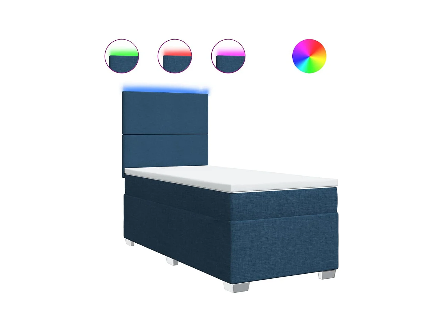 Sommier à lattes de lit avec matelas Bleu 90x200 cm Tissu