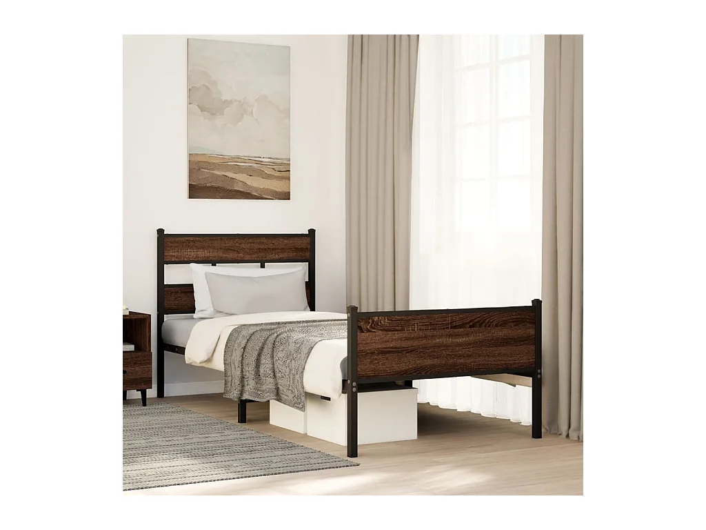 Cadre de lit sans matelas chêne marron 90x200cm bois ingénierie