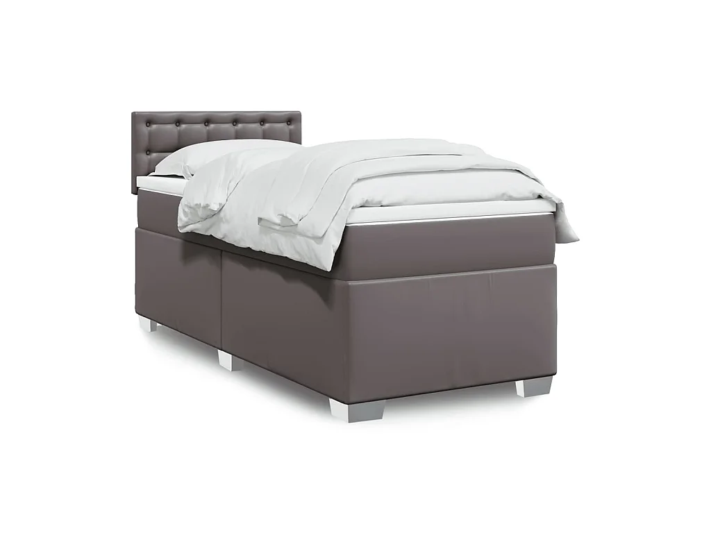Sommier à lattes de lit avec matelas Gris 90x200 cm Similicuir