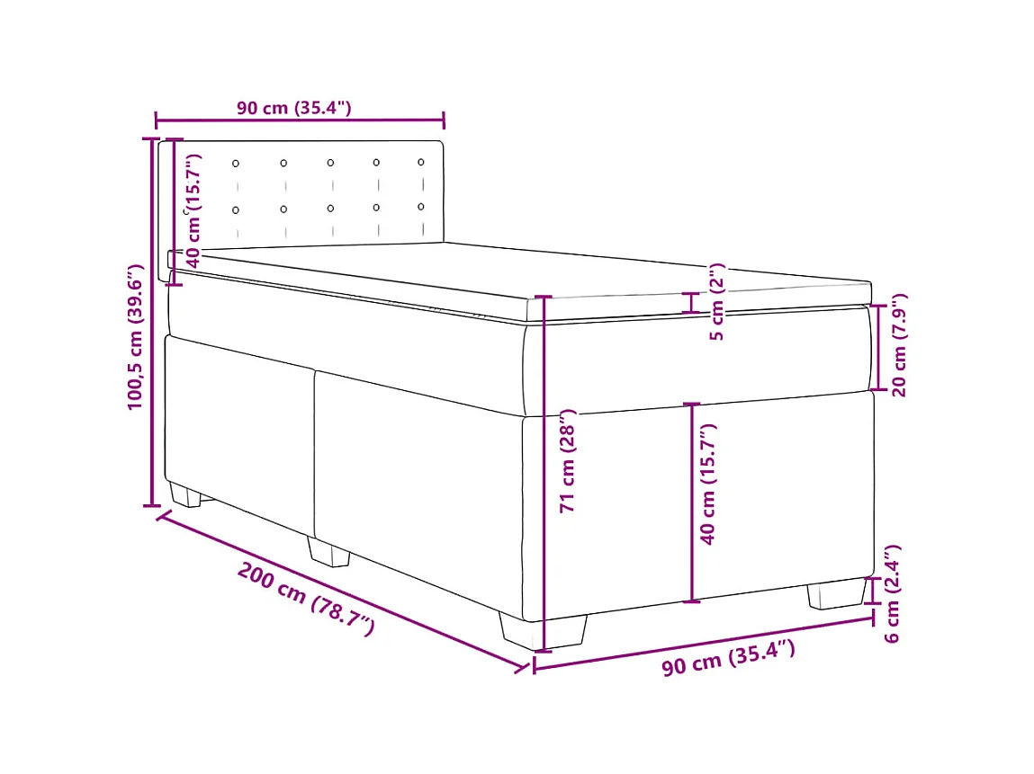 Sommier à lattes de lit avec matelas Gris 90x200 cm Similicuir