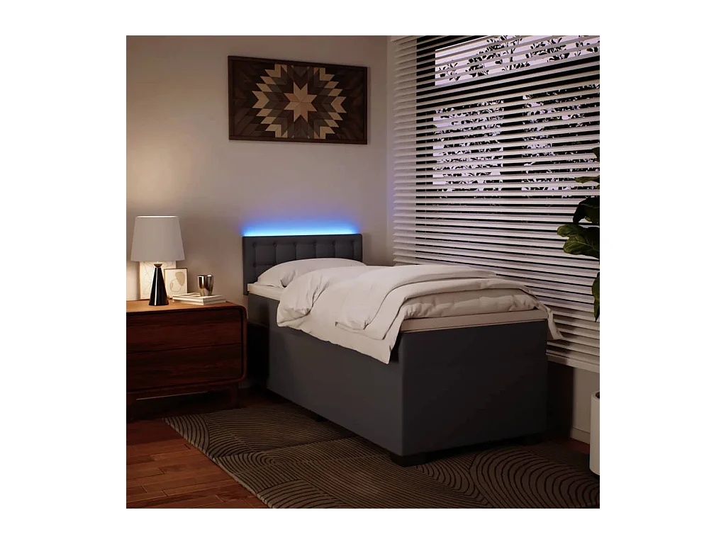 Sommier à lattes de lit avec matelas Gris 90x200 cm Similicuir