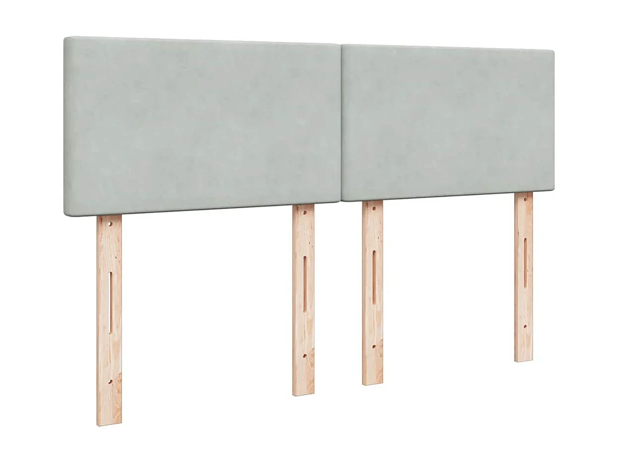 Cadre de lit ottoman et matelas gris clair 140x190 velours