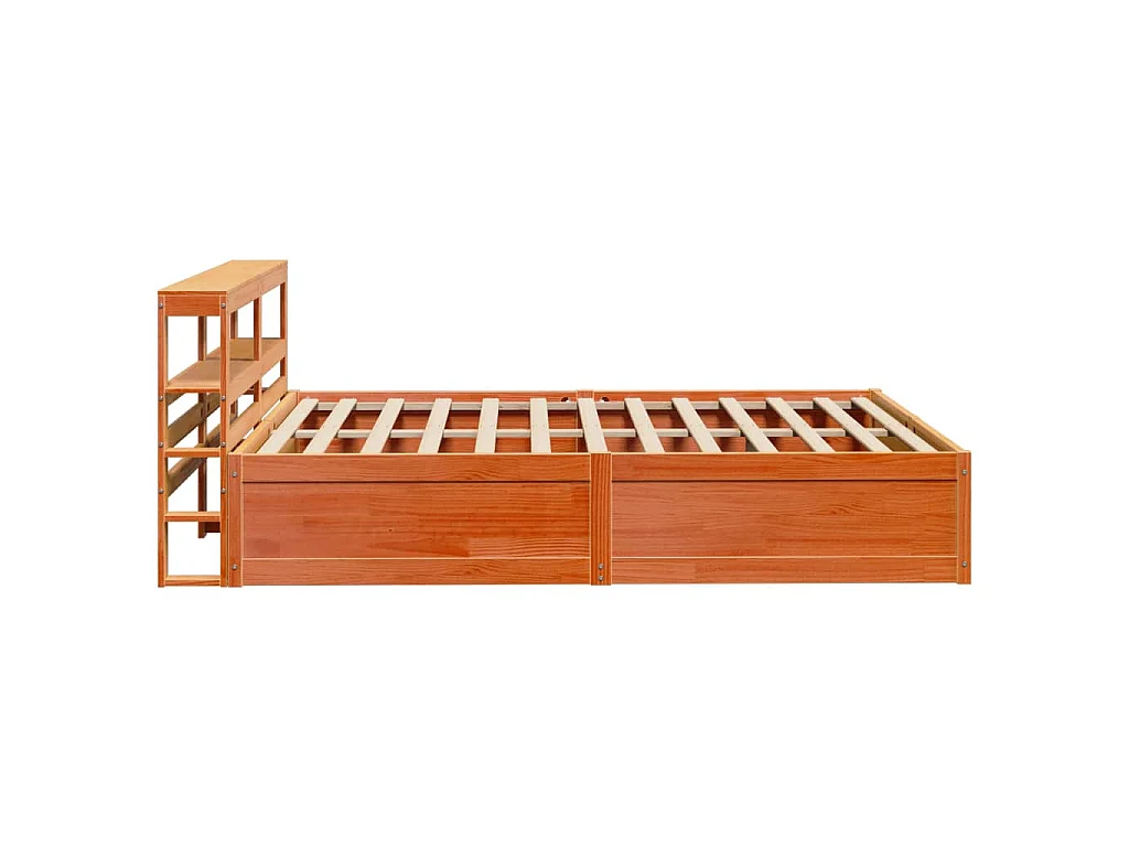 Estrutura cama c/ cabeceira 160x200cm pinho maciço castanho-mel