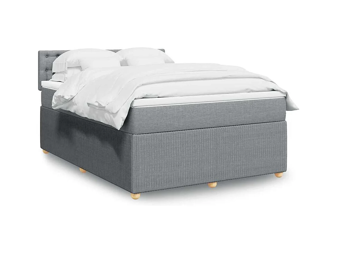 Boxspringbett mit Matratze Hellgrau 140x190 cm Stoff