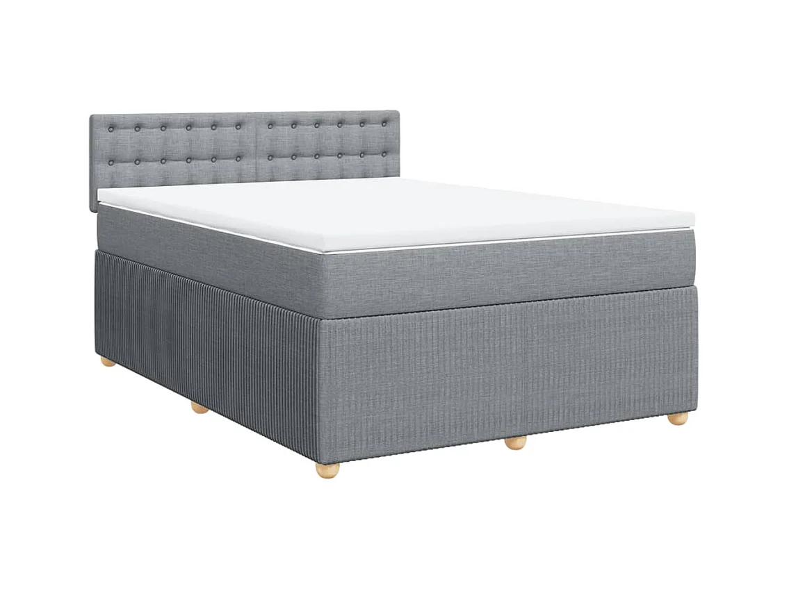 Boxspringbett mit Matratze Hellgrau 140x190 cm Stoff