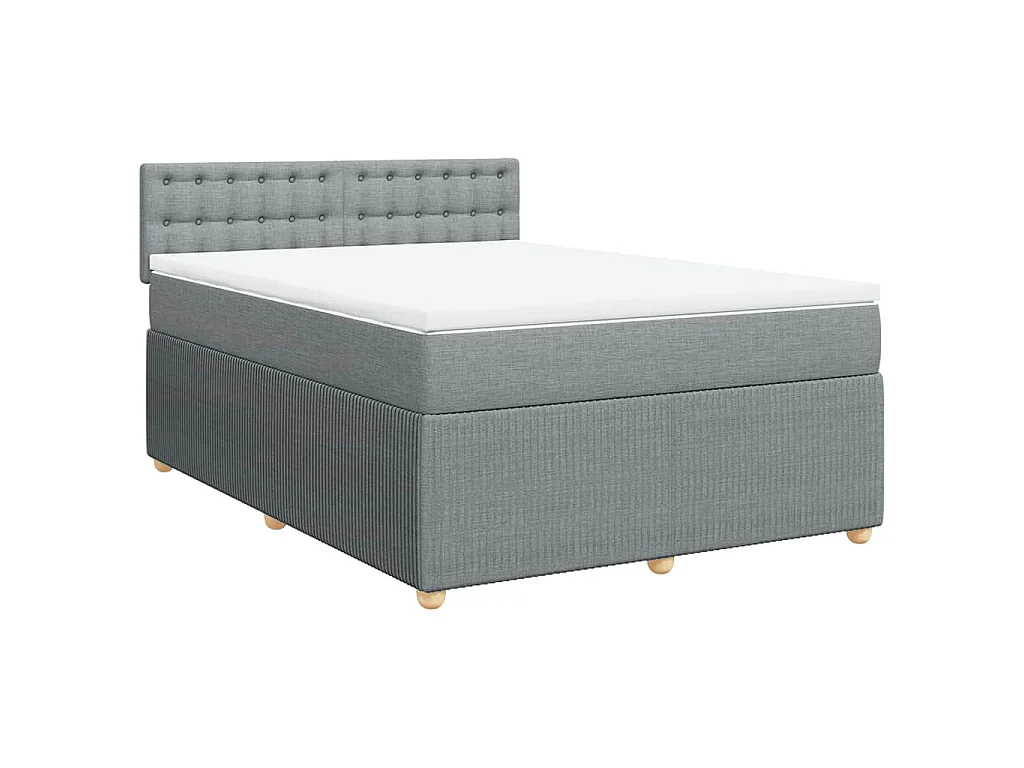 Boxspringbett mit Matratze Hellgrau 140x190 cm Stoff