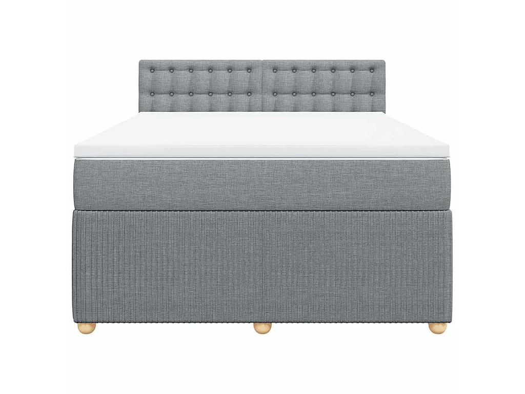 Boxspringbett mit Matratze Hellgrau 140x190 cm Stoff