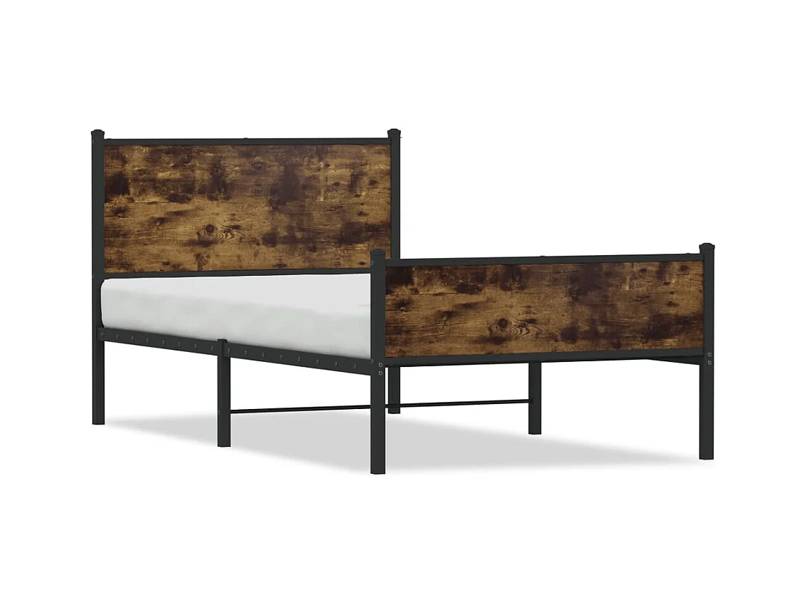 Cadre de lit en métal sans matelas chêne fumé 100x190 cm