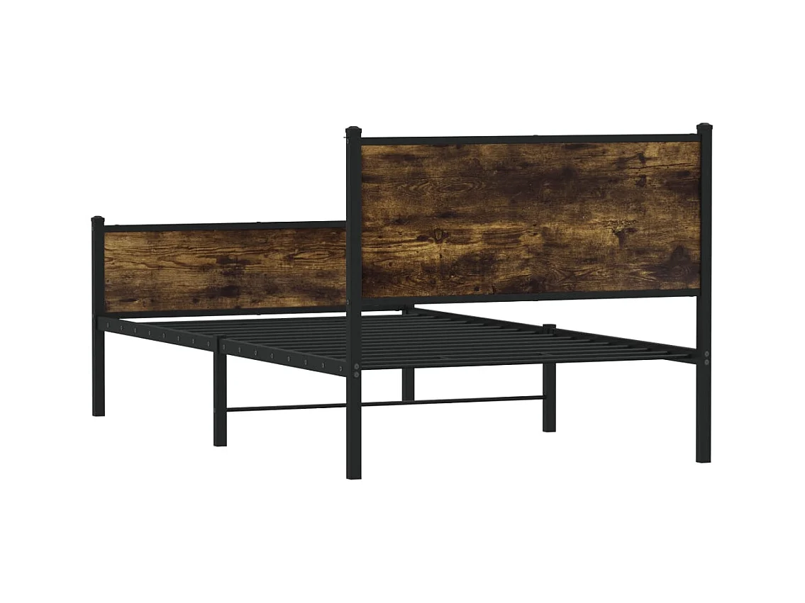 Cadre de lit en métal sans matelas chêne fumé 100x190 cm