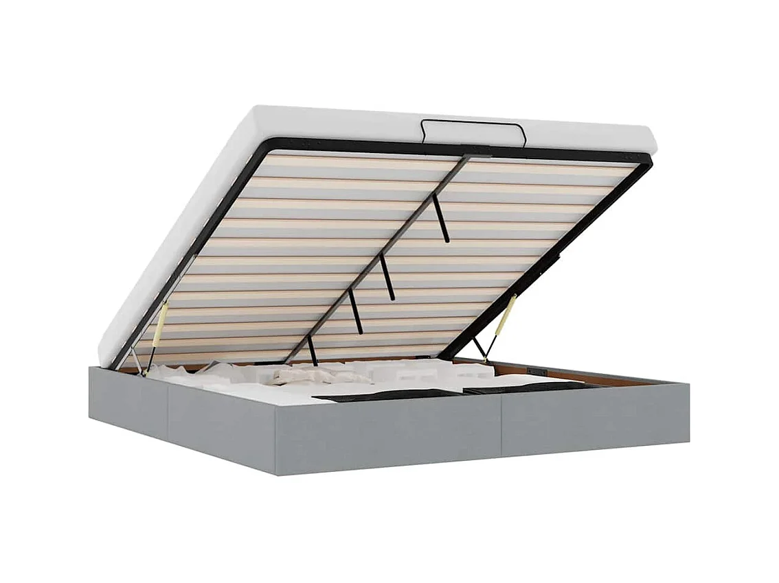 Cadre de lit ottoman sans matelas gris clair 180x200 cm tissu