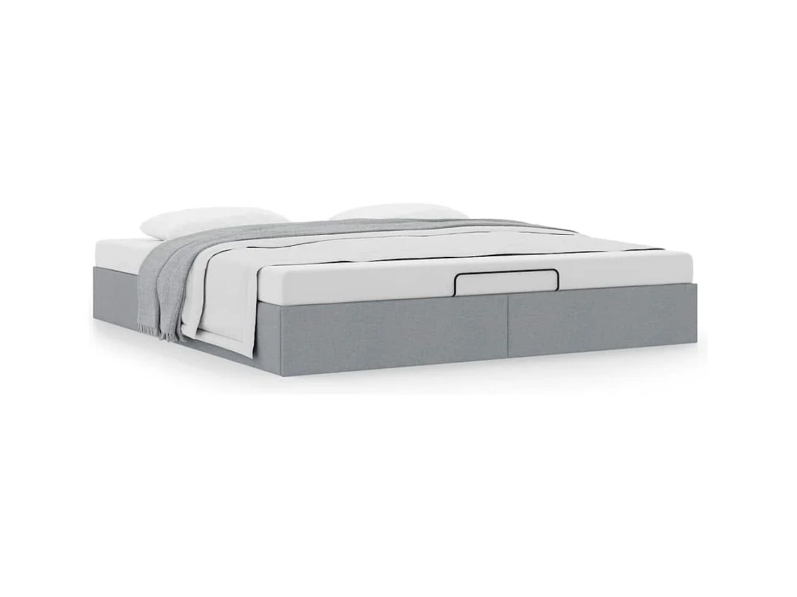 Cadre de lit ottoman sans matelas gris clair 180x200 cm tissu