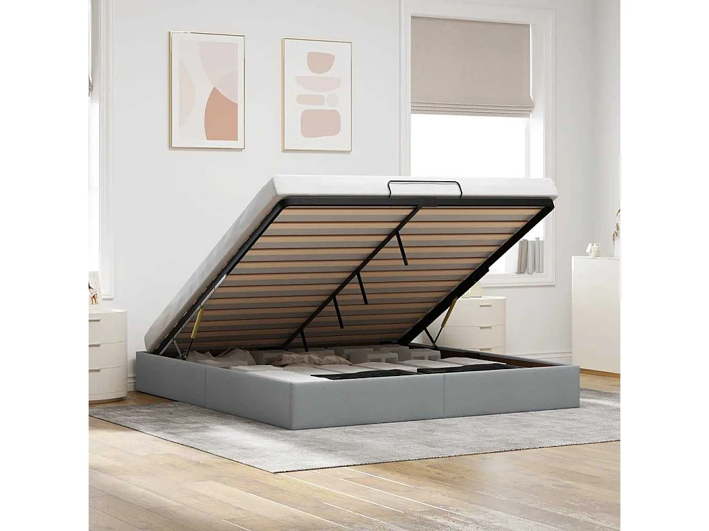 Bedframe zonder matras 180x200 cm stof lichtgrijs