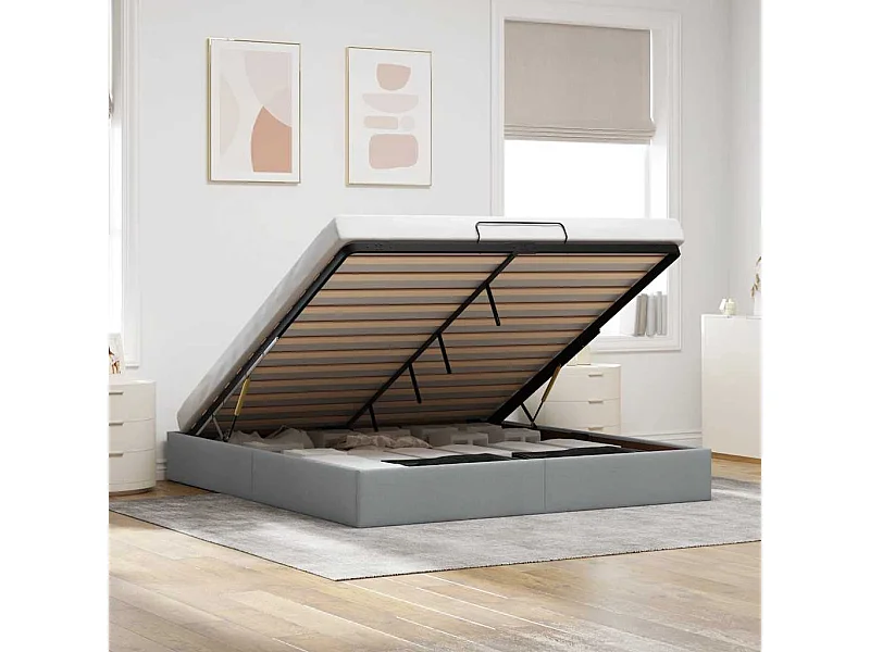 Bedframe zonder matras 180x200 cm stof lichtgrijs